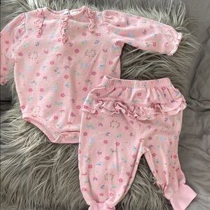 Pink Floral Baby Outfit Set